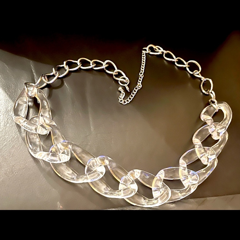 CHUNKY CHAIN LUCITE NECKLACE 30”